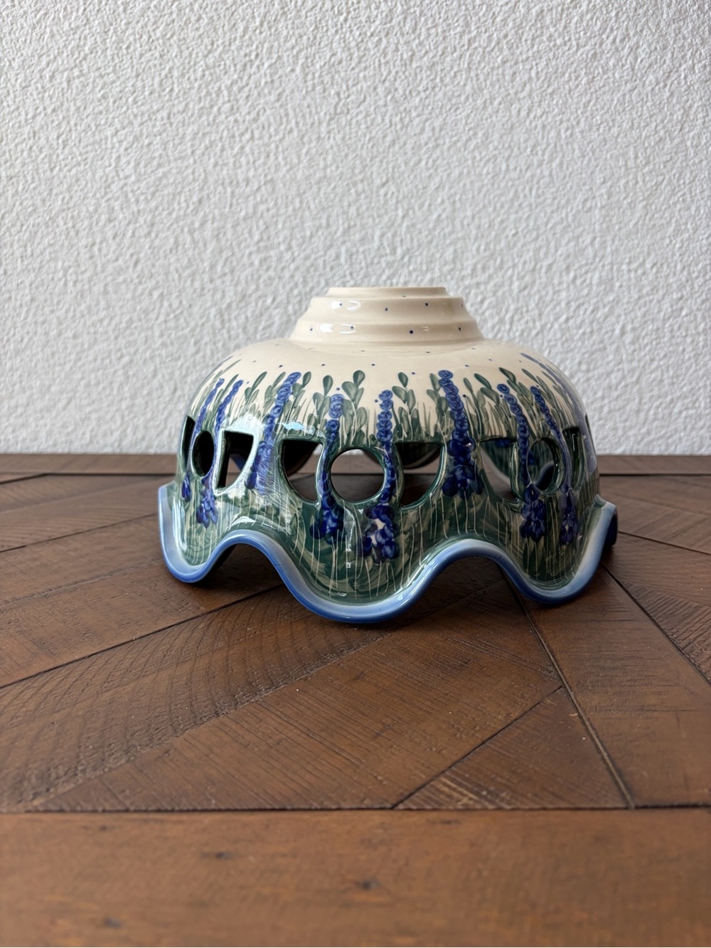Polish Pottery Boleslawiec Poland Unikat Lavender Ceramic Lamp Shade EUC